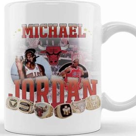 Baskı Dükkanı Vintage Mj Michael Jordan Porselen Beyaz Kupa Bardak