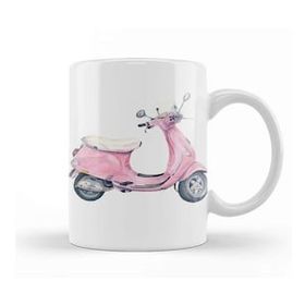Baskı Dükkanı Vintage Pink Vespa Retro Scooter Kupa