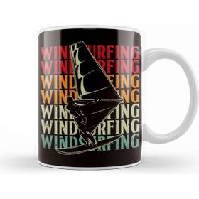 Baskı Dükkanı Vintage Windsurfing Retro Windsurfer Sailboarding Ocean Wave Kupa