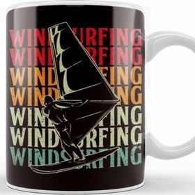 Baskı Dükkanı Vintage Windsurfing Retro Windsurfer Sailboarding Ocean Wave Kupa