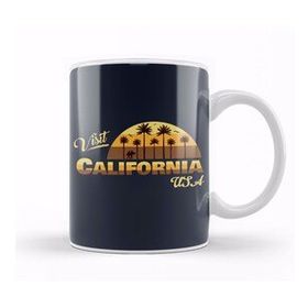 Baskı Dükkanı Visit California Usa Sunset Retro Font Kupa
