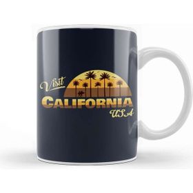 Baskı Dükkanı Visit California Usa Sunset Retro Font Kupa