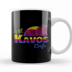 Baskı Dükkanı Visit Kavos Sunset Porselen Beyaz Kupa Bardak