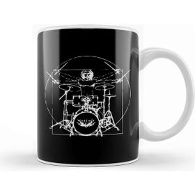 Baskı Dükkanı Vitruvian Man Drum Kit Beyaz Porselen Kupa Bardak