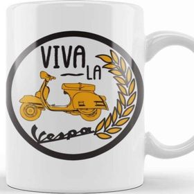 Baskı Dükkanı Viva La Vespa Circle Beyaz Porselen Kupa Bardak