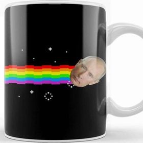 Baskı Dükkanı Vladimir Putin Nyan Cat Beyaz Porselen Kupa Bardak