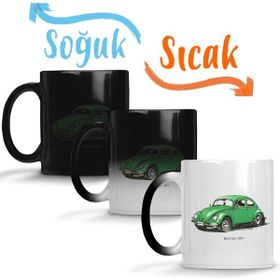Baskı Dükkanı Volkswagen Old Beetle Sihirli Porselen Kupa