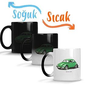 Baskı Dükkanı Volkswagen Old Beetle Sihirli Porselen Kupa