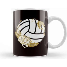 Baskı Dükkanı Volleyball Ball Sports Flower Team Coach Beach Volleyball Beyaz Porselen Kupa Bardak
