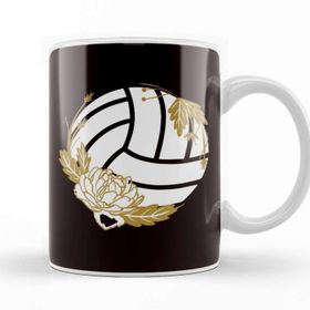 Baskı Dükkanı Volleyball Ball Sports Flower Team Coach Beach Volleyball Beyaz Porselen Kupa Bardak