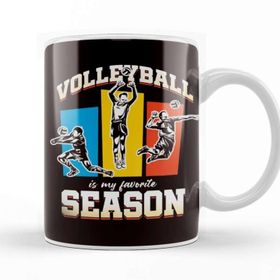 Baskı Dükkanı Volleyball Favorite Season Ball Sports Volleyball Player Beyaz Porselen Kupa Bardak