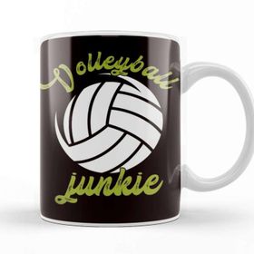 Baskı Dükkanı Volleyball Junkie Ball Sports Beach Volleyball Player Setter Beyaz Porselen Kupa Bardak