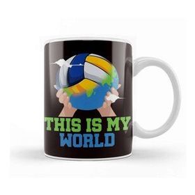 Baskı Dükkanı Volleyball My World Ball Sports Beach Volleyball Setter Game Beyaz Porselen Kupa Bardak