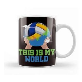 Baskı Dükkanı Volleyball My World Ball Sports Beach Volleyball Setter Game Beyaz Porselen Kupa Bardak