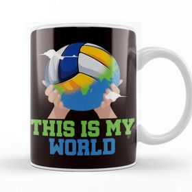 Baskı Dükkanı Volleyball My World Ball Sports Beach Volleyball Setter Game Beyaz Porselen Kupa Bardak