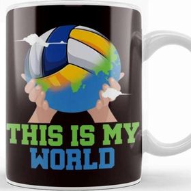 Baskı Dükkanı Volleyball My World Ball Sports Beach Volleyball Setter Game Beyaz Porselen Kupa Bardak