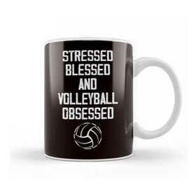 Baskı Dükkanı Volleyball Obsessed Ball Sports Beach Volleyball Player Game Beyaz Porselen Kupa Bardak