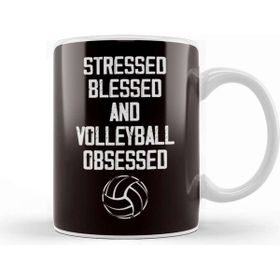 Baskı Dükkanı Volleyball Obsessed Ball Sports Beach Volleyball Player Game Beyaz Porselen Kupa Bardak