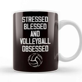 Baskı Dükkanı Volleyball Obsessed Ball Sports Beach Volleyball Player Game Beyaz Porselen Kupa Bardak