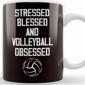 Baskı Dükkanı Volleyball Obsessed Ball Sports Beach Volleyball Player Game Beyaz Porselen Kupa Bardak