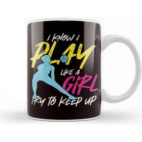 Baskı Dükkanı Volleyball Player Girl Coach Team Ball Sports Training Game Beyaz Porselen Kupa Bardak