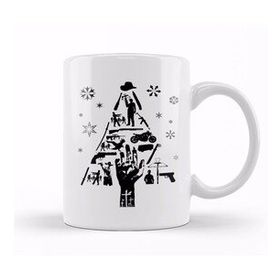 Baskı Dükkanı Walking Dead Christmas Tree Silhouette Beyaz Porselen Kupa Bardak
