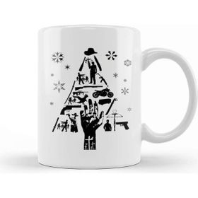 Baskı Dükkanı Walking Dead Christmas Tree Silhouette Beyaz Porselen Kupa Bardak