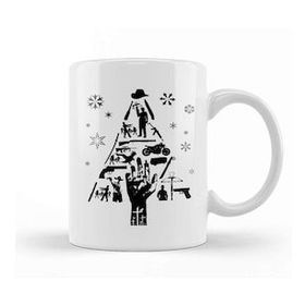 Baskı Dükkanı Walking Dead Christmas Tree Silhouette Beyaz Porselen Kupa Bardak