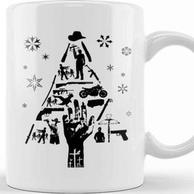 Baskı Dükkanı Walking Dead Christmas Tree Silhouette Beyaz Porselen Kupa Bardak