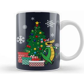 Baskı Dükkanı Wally Gator Around The Christmas Tree Beyaz Porselen Kupa Bardak