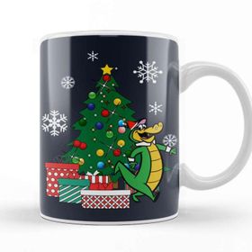 Baskı Dükkanı Wally Gator Around The Christmas Tree Beyaz Porselen Kupa Bardak