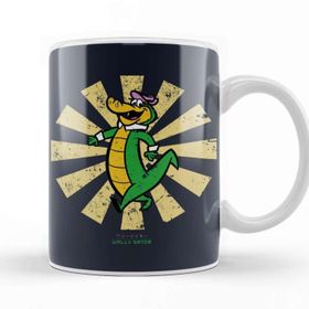 Baskı Dükkanı Wally Gator Retro Japanese Beyaz Porselen Kupa Bardak
