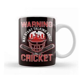 Baskı Dükkanı Warning Cricket Player Cricketer Bat Ball Game Pitch Beyaz Porselen Kupa Bardak