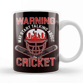 Baskı Dükkanı Warning Cricket Player Cricketer Bat Ball Game Pitch Beyaz Porselen Kupa Bardak