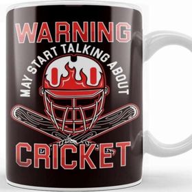 Baskı Dükkanı Warning Cricket Player Cricketer Bat Ball Game Pitch Beyaz Porselen Kupa Bardak