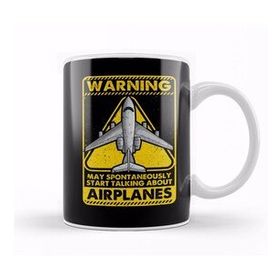 Baskı Dükkanı Warning May Spontaneously Start Talking Airplanes Beyaz Porselen Kupa Bardak