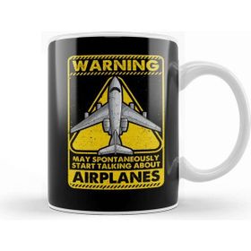 Baskı Dükkanı Warning May Spontaneously Start Talking Airplanes Beyaz Porselen Kupa Bardak