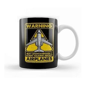 Baskı Dükkanı Warning May Spontaneously Start Talking Airplanes Beyaz Porselen Kupa Bardak