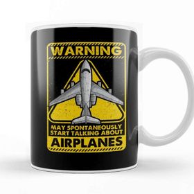 Baskı Dükkanı Warning May Spontaneously Start Talking Airplanes Beyaz Porselen Kupa Bardak