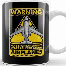 Baskı Dükkanı Warning May Spontaneously Start Talking Airplanes Beyaz Porselen Kupa Bardak