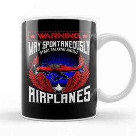 Baskı Dükkanı Warning May Spontaneously Talk About Airplanes Beyaz Porselen Kupa Bardak