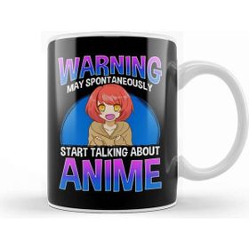 Baskı Dükkanı Warning May Start Talking About Anime Kawaii Girl Beyaz Porselen Kupa Bardak