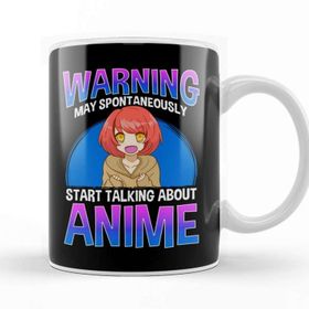 Baskı Dükkanı Warning May Start Talking About Anime Kawaii Girl Beyaz Porselen Kupa Bardak