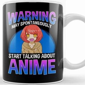 Baskı Dükkanı Warning May Start Talking About Anime Kawaii Girl Beyaz Porselen Kupa Bardak