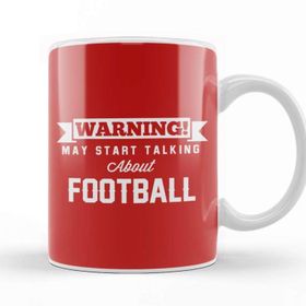 Baskı Dükkanı Warning May Start Talking About Football Beyaz Porselen Kupa Bardak