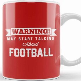 Baskı Dükkanı Warning May Start Talking About Football Beyaz Porselen Kupa Bardak