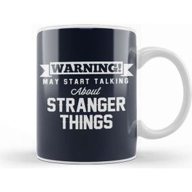 Baskı Dükkanı Warning May Start Talking About Stranger Things Beyaz Porselen Kupa Bardak