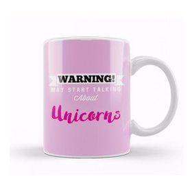 Baskı Dükkanı Warning May Start Talking About Unicorns Beyaz Porselen Kupa Bardak