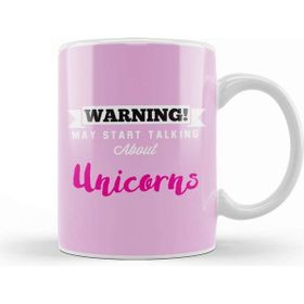 Baskı Dükkanı Warning May Start Talking About Unicorns Beyaz Porselen Kupa Bardak