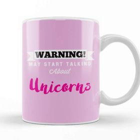 Baskı Dükkanı Warning May Start Talking About Unicorns Beyaz Porselen Kupa Bardak